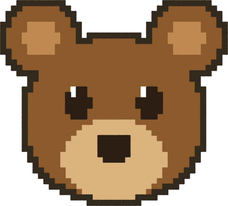 くま イラスト 正面 ドット絵風 かわいい 動物 無料