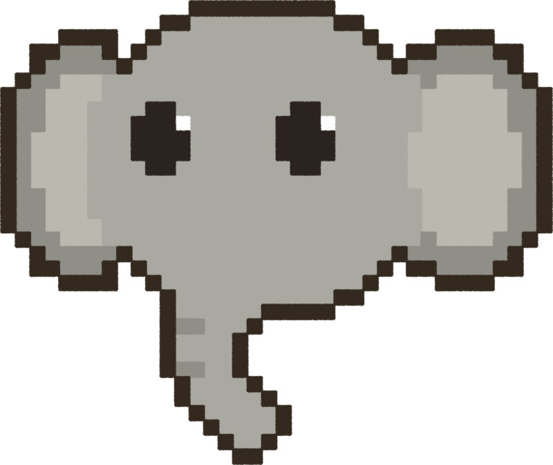 ぞう イラスト 斜め ドット絵風 かわいい 動物 無料