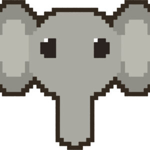 ぞう イラスト 正面 ドット絵風 かわいい 動物 無料