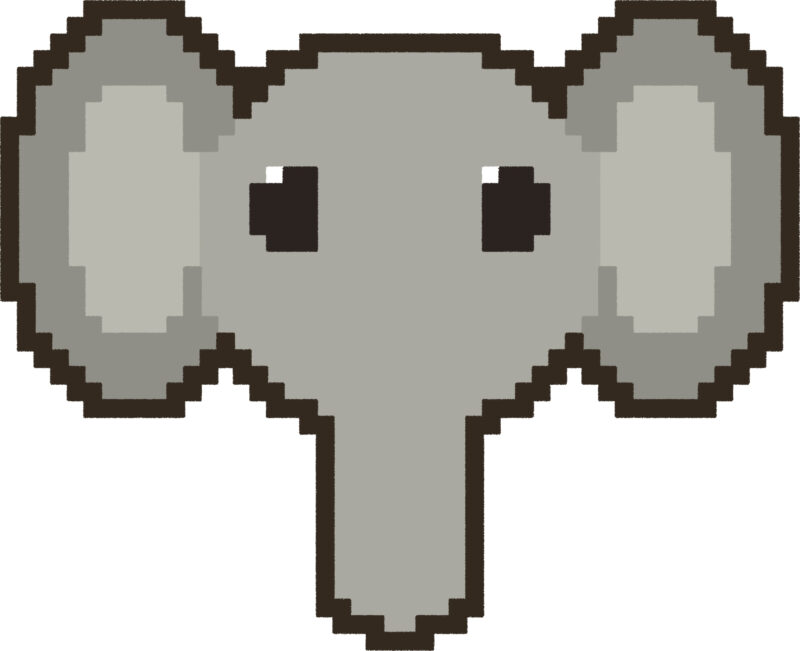 ぞう イラスト 正面 ドット絵風 かわいい 動物 無料