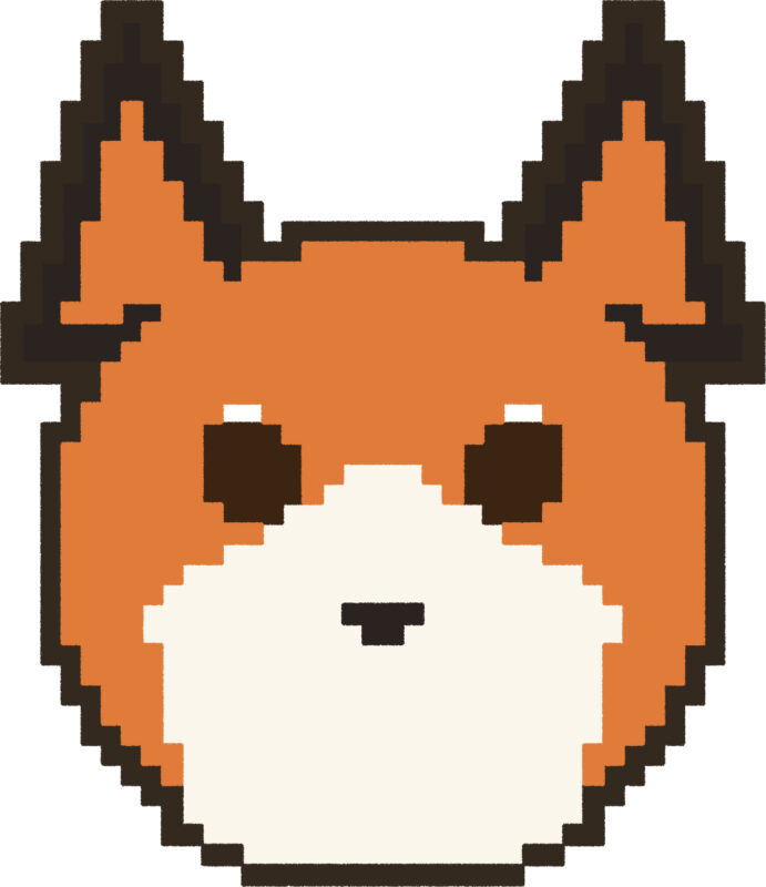 きつね イラスト 正面 ドット絵風 かわいい 動物 無料