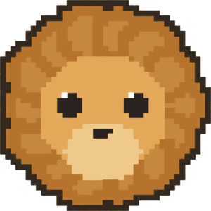 ライオン イラスト 正面 ドット絵風 かわいい 動物 無料