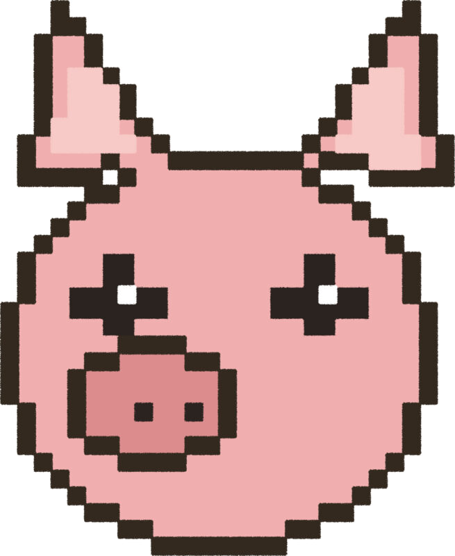 ぶた イラスト 斜め ドット絵風 かわいい 動物 無料