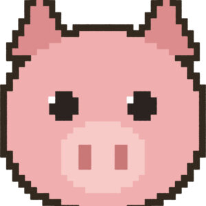 ぶた イラスト 正面 ドット絵風 かわいい 動物 無料