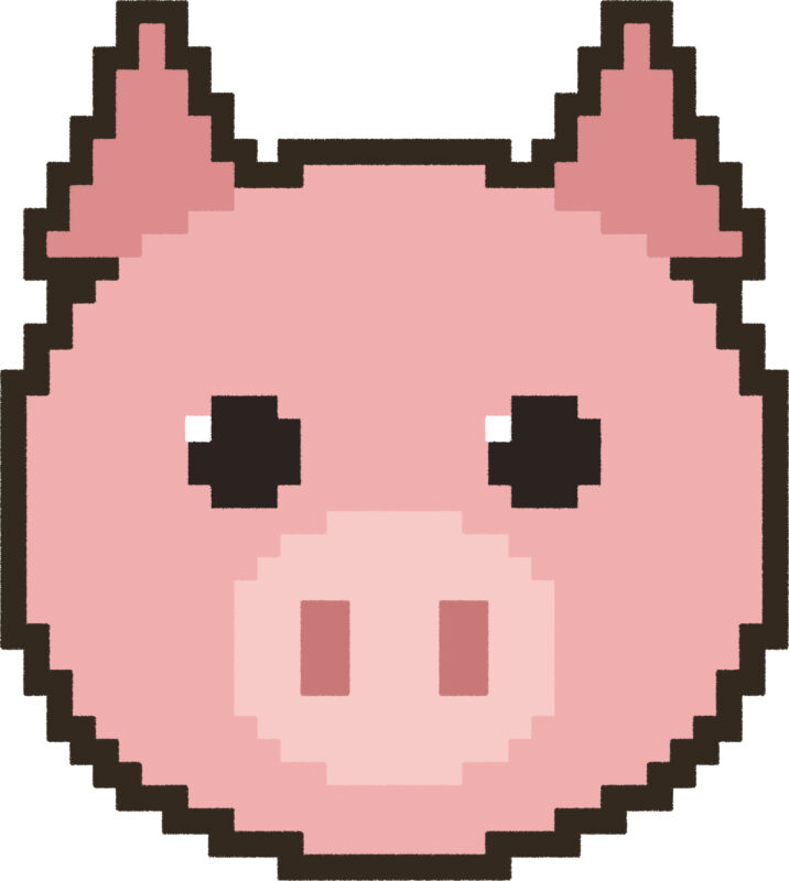 ぶた イラスト 正面 ドット絵風 かわいい 動物 無料