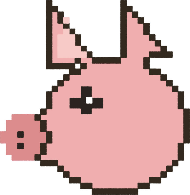 ぶた イラスト 横顔 ドット絵風 かわいい 動物 無料